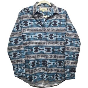 Men’s Cabelas Geometric Print Flannel‎ Button Down Shirt M